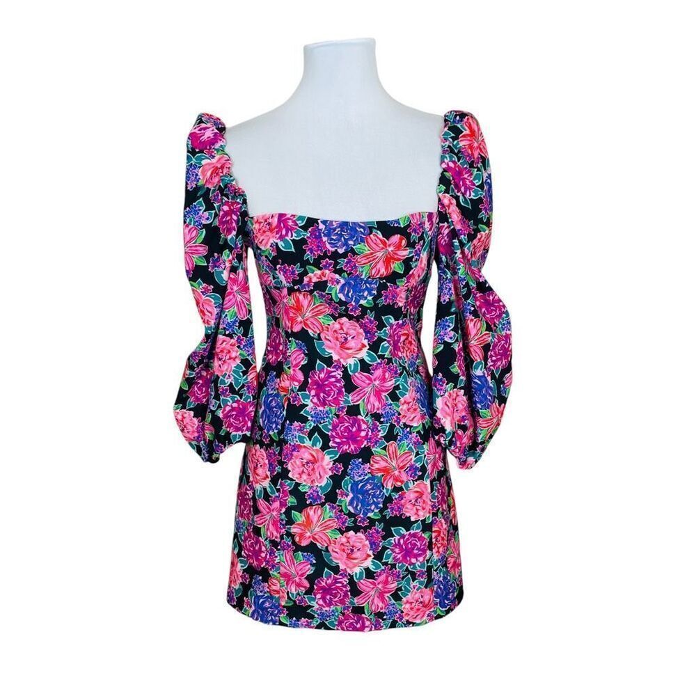 Zara Puff Sleeve Long Sleeve Floral Mini Dress Size Small - Picture 1 of 11